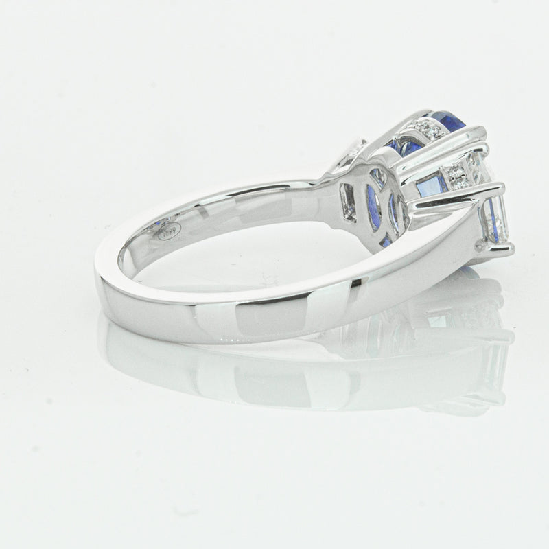18ct White Gold 3.28ct Sapphire & Diamond Ring-Ring-Walker & Hall