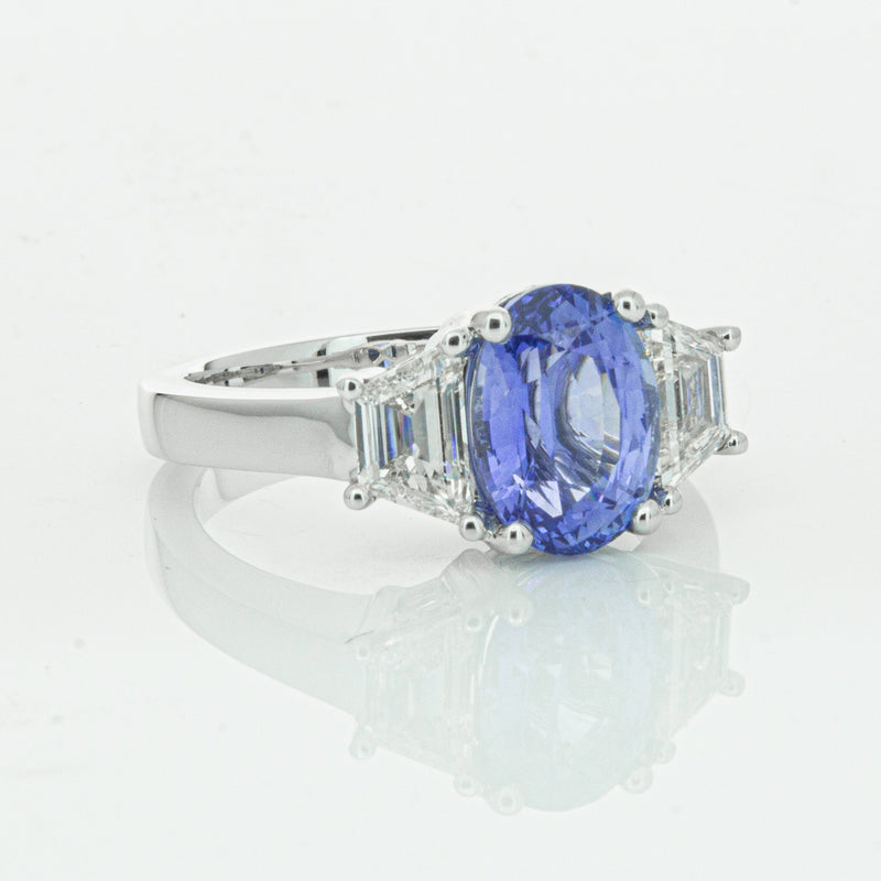 18ct White Gold 3.28ct Sapphire & Diamond Ring-Ring-Walker & Hall