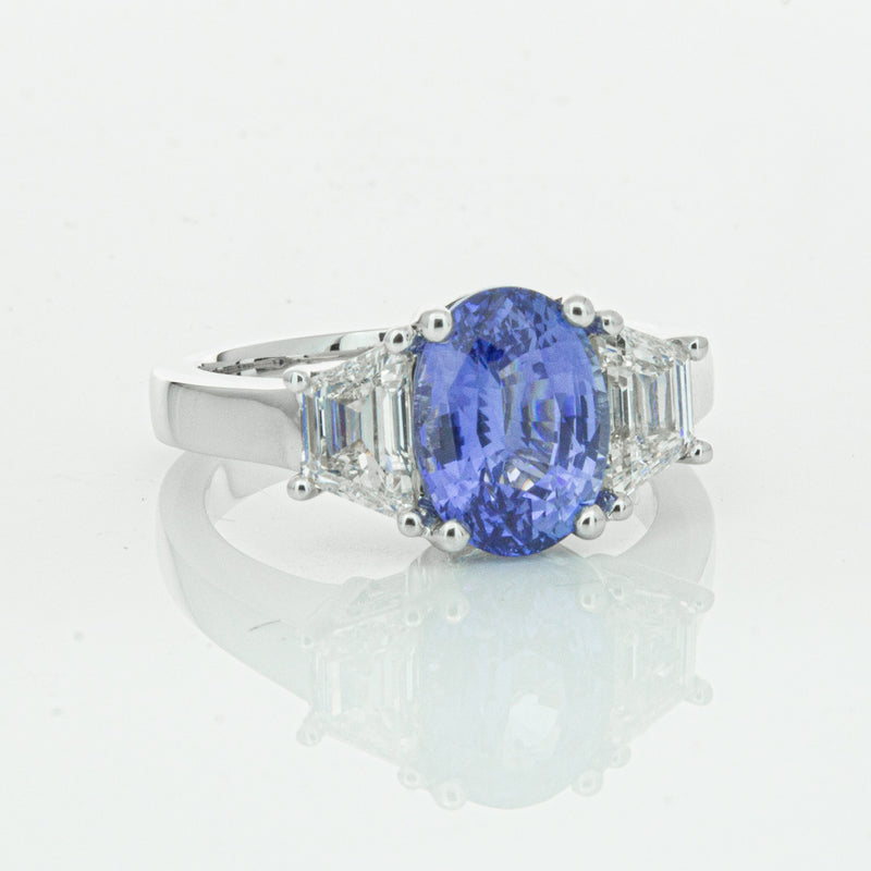 18ct White Gold 3.28ct Sapphire & Diamond Ring-Ring-Walker & Hall