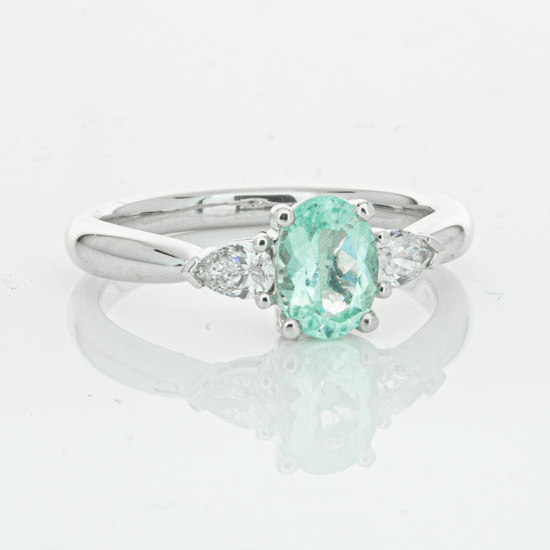 18ct White Gold .80ct Paraiba Tourmaline & Diamond Ayla Ring-Ring-Walker & Hall