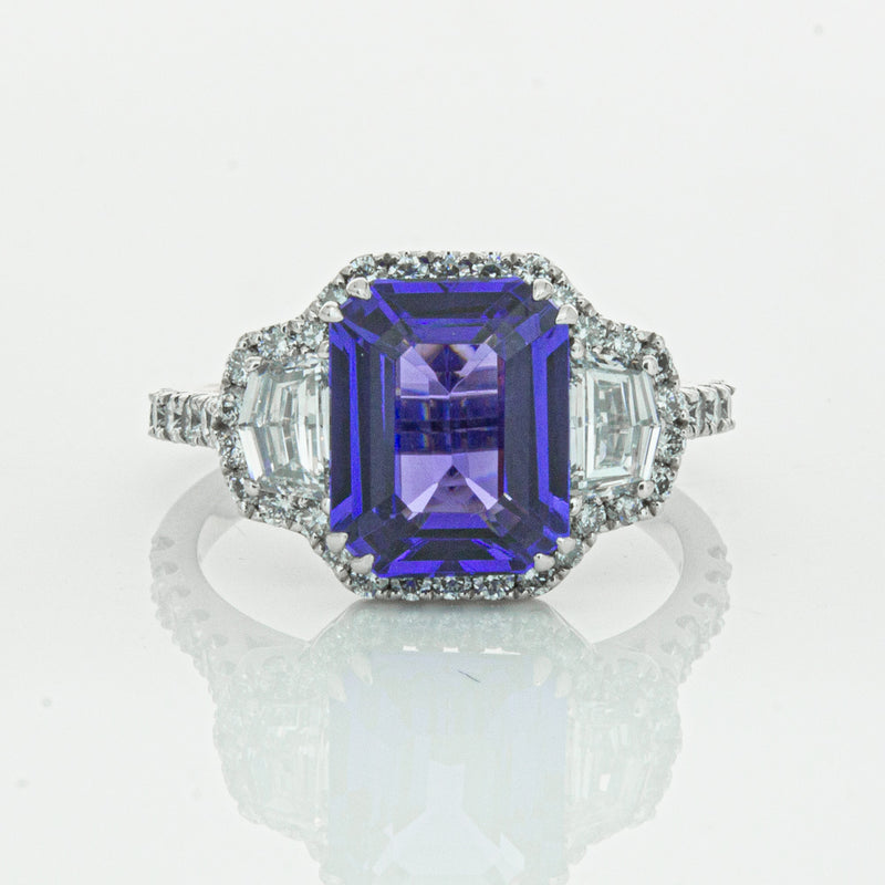 18ct White Gold Tanzanite & Diamond Ring-Ring-Walker & Hall