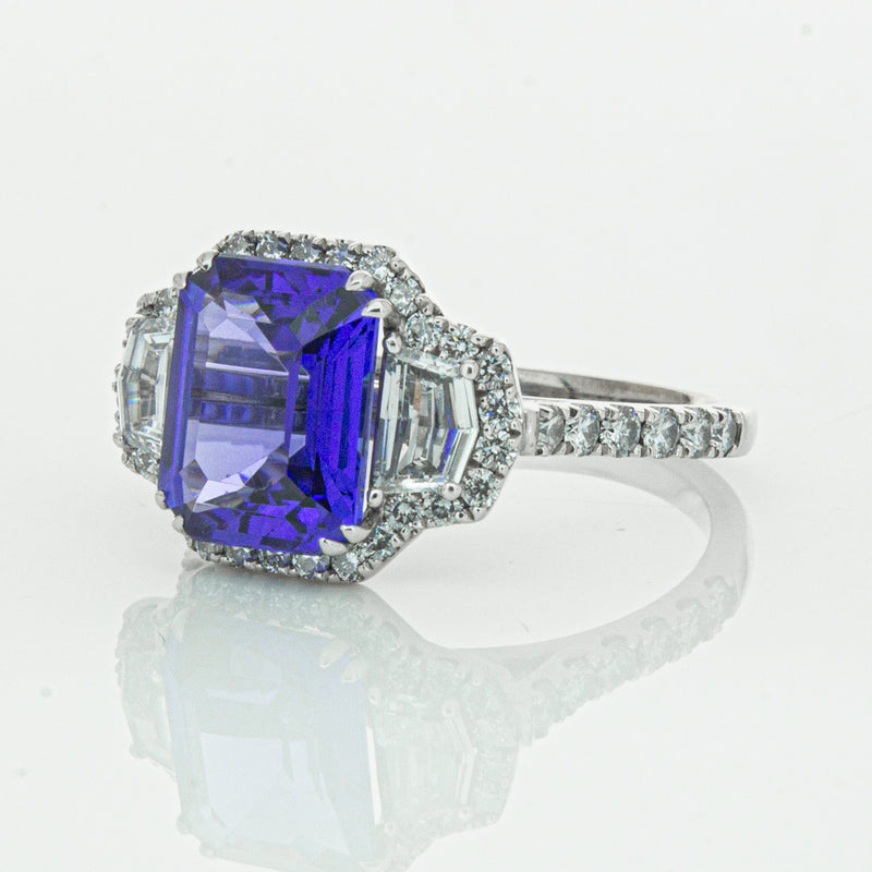 18ct White Gold Tanzanite & Diamond Ring-Ring-Walker & Hall