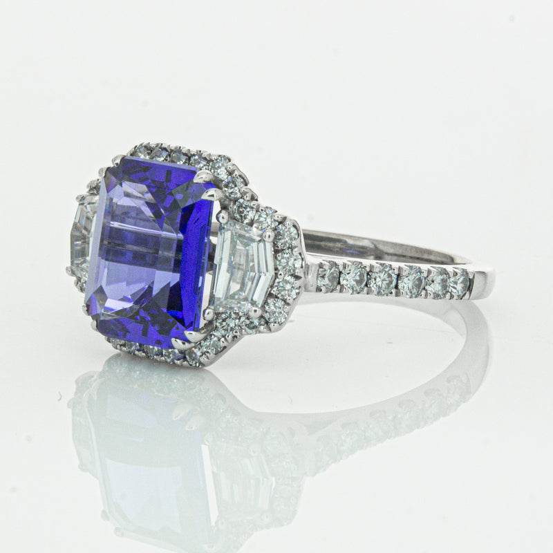 18ct White Gold Tanzanite & Diamond Ring-Ring-Walker & Hall