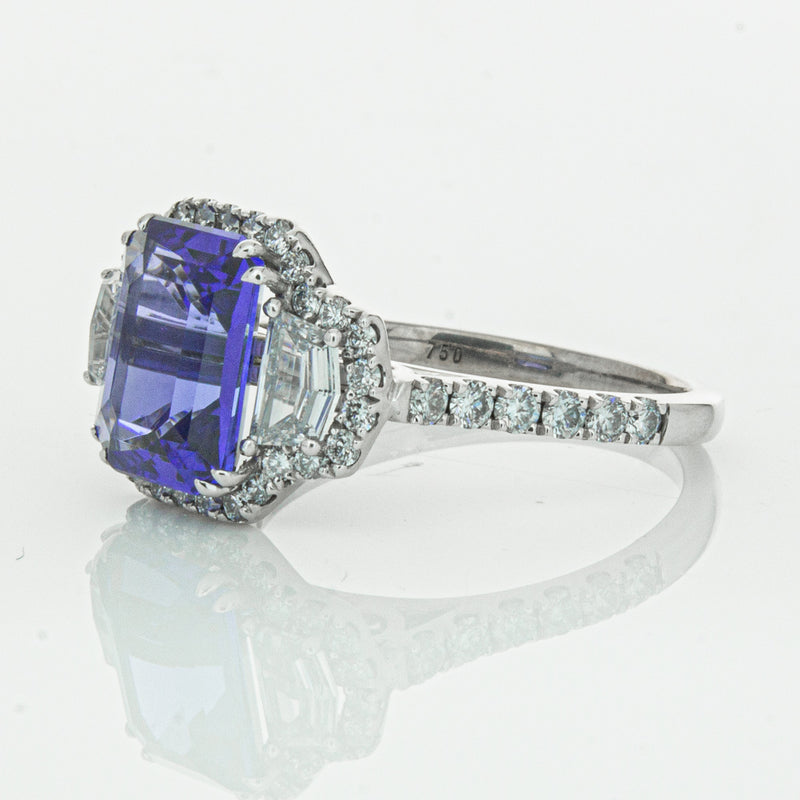 18ct White Gold Tanzanite & Diamond Ring-Ring-Walker & Hall