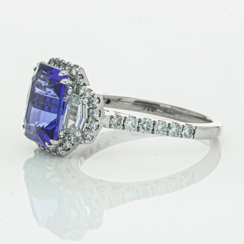 18ct White Gold Tanzanite & Diamond Ring-Ring-Walker & Hall