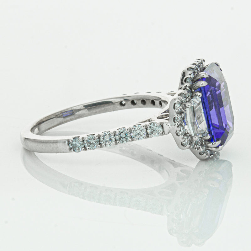 18ct White Gold Tanzanite & Diamond Ring-Ring-Walker & Hall