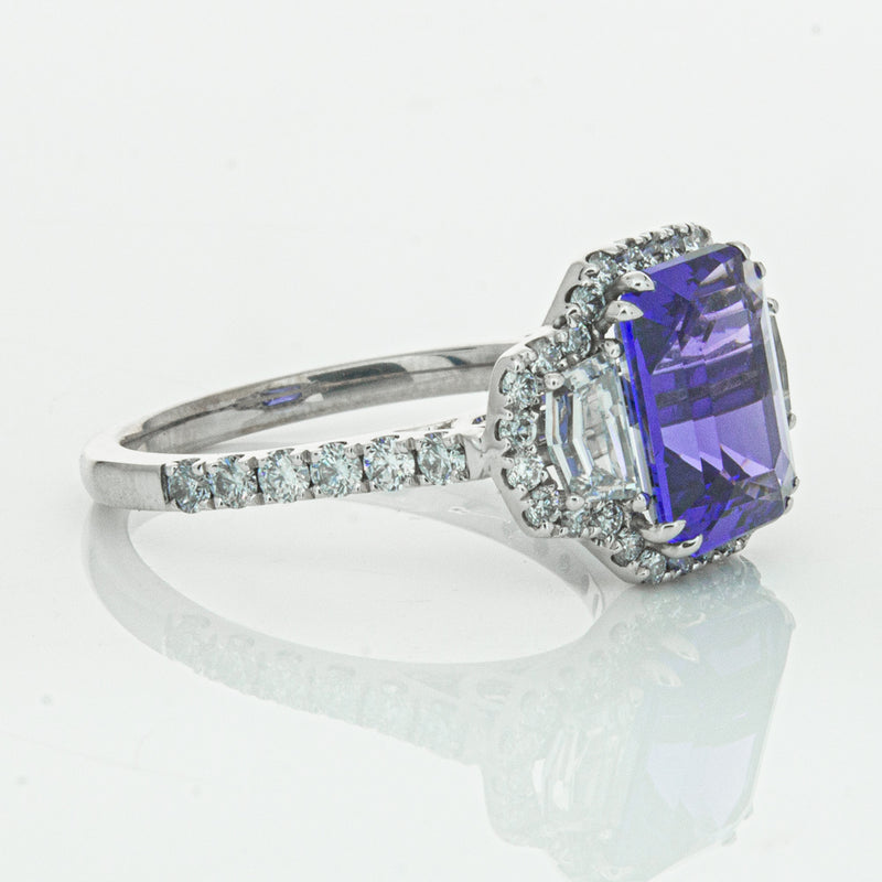 18ct White Gold Tanzanite & Diamond Ring-Ring-Walker & Hall