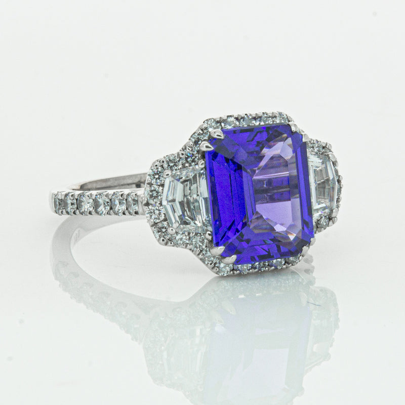 18ct White Gold Tanzanite & Diamond Ring-Ring-Walker & Hall