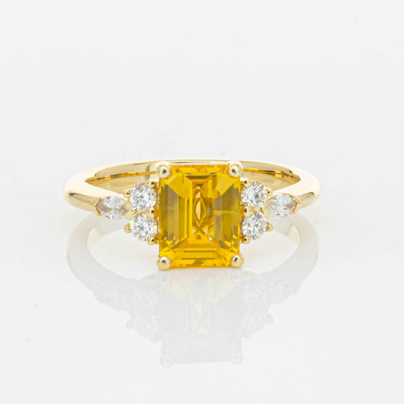 18ct Yellow Gold Golden Sapphire & Diamond Oriana Ring-Ring-Walker & Hall