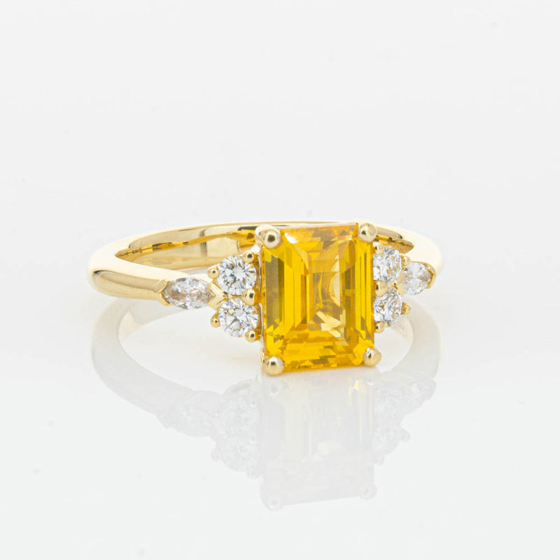 18ct Yellow Gold Golden Sapphire & Diamond Oriana Ring-Ring-Walker & Hall