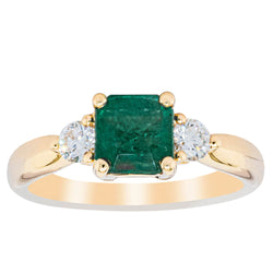 18ct Yellow Gold 1.25ct Emerald & Diamond Elysian Ring - Ring - Walker & Hall