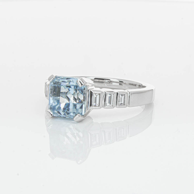 18ct White Gold 2.48ct Aquamarine & Diamond Ring-Ring-Walker & Hall