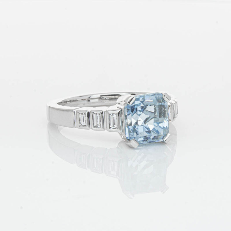 18ct White Gold 2.48ct Aquamarine & Diamond Ring-Ring-Walker & Hall