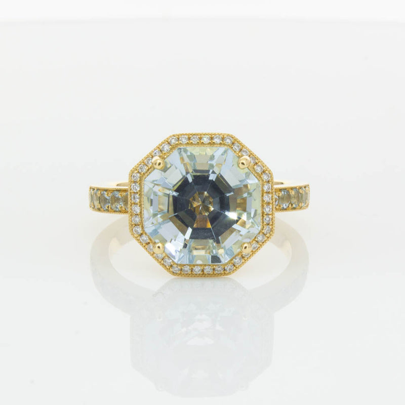 18ct Yellow Gold Aquamarine Octavex Ring-Ring-Walker & Hall
