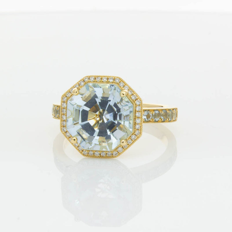 18ct Yellow Gold Aquamarine Octavex Ring-Ring-Walker & Hall