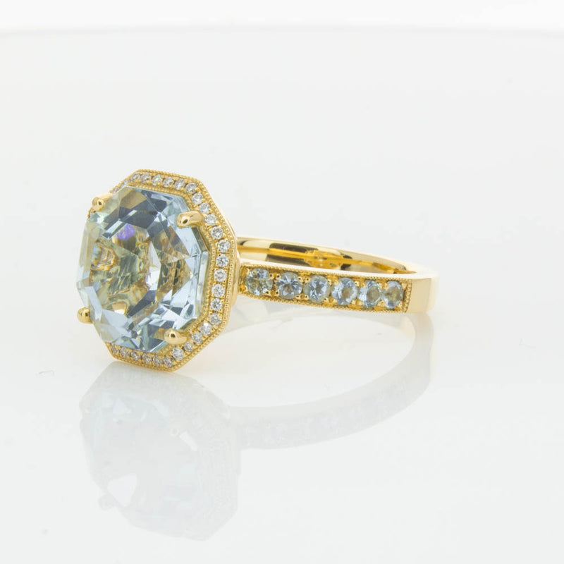 18ct Yellow Gold Aquamarine Octavex Ring-Ring-Walker & Hall