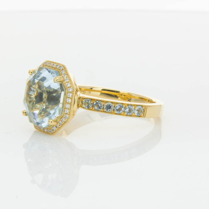 18ct Yellow Gold Aquamarine Octavex Ring-Ring-Walker & Hall