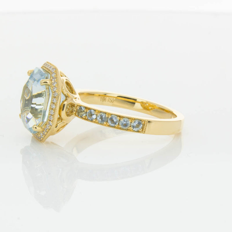 18ct Yellow Gold Aquamarine Octavex Ring-Ring-Walker & Hall