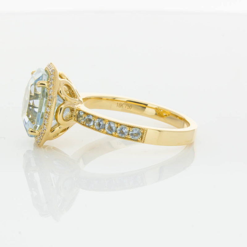 18ct Yellow Gold Aquamarine Octavex Ring-Ring-Walker & Hall