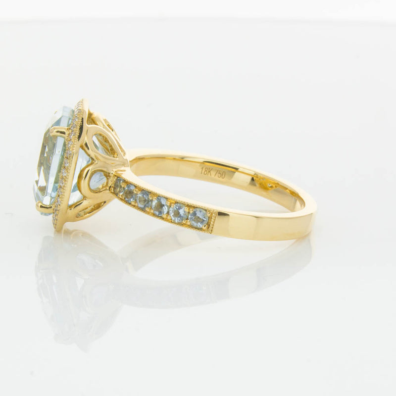 18ct Yellow Gold Aquamarine Octavex Ring-Ring-Walker & Hall
