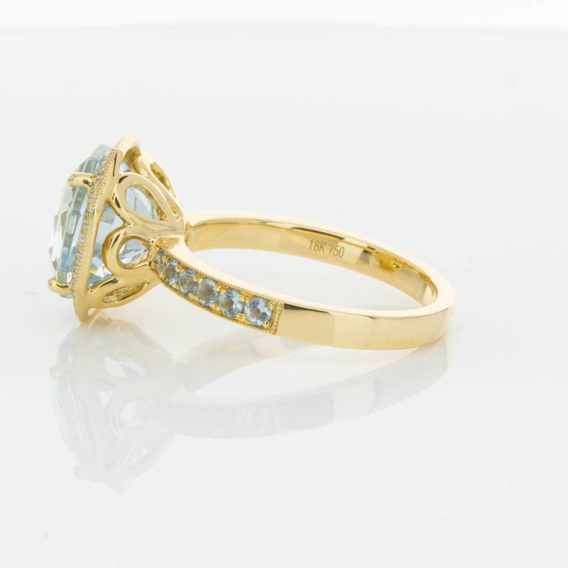 18ct Yellow Gold Aquamarine Octavex Ring-Ring-Walker & Hall
