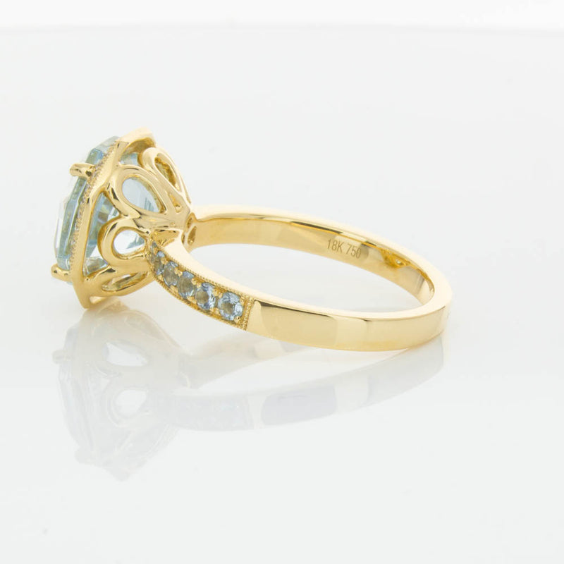 18ct Yellow Gold Aquamarine Octavex Ring-Ring-Walker & Hall