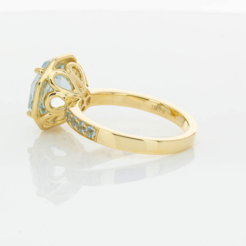 18ct Yellow Gold Aquamarine Octavex Ring-Ring-Walker & Hall