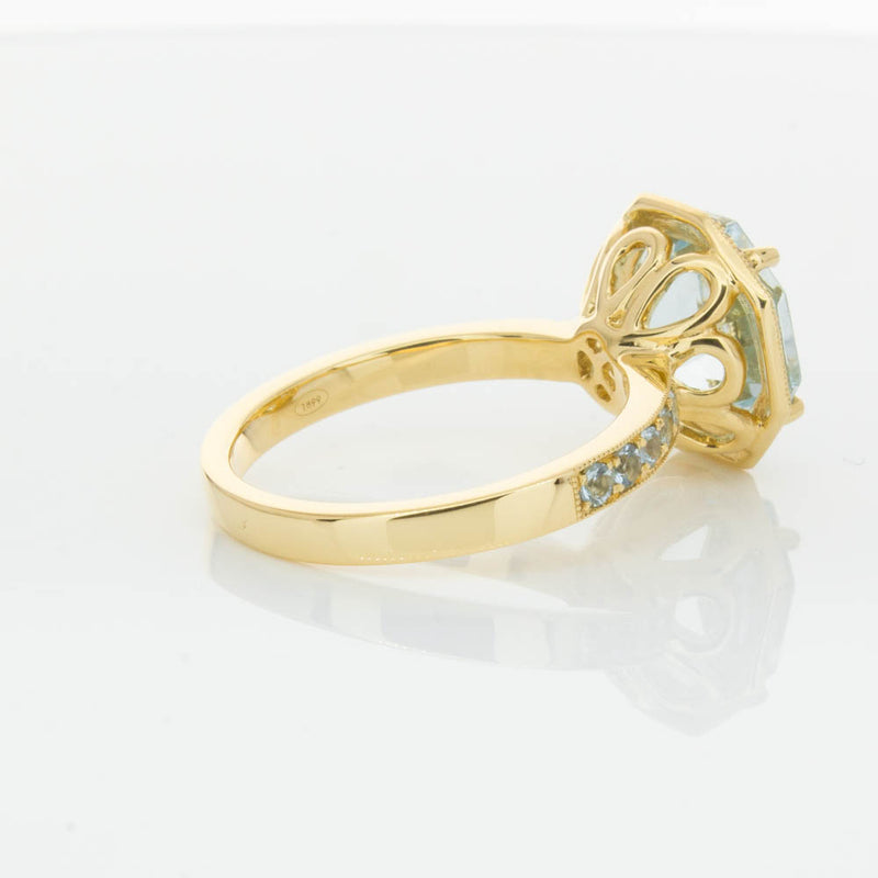 18ct Yellow Gold Aquamarine Octavex Ring-Ring-Walker & Hall