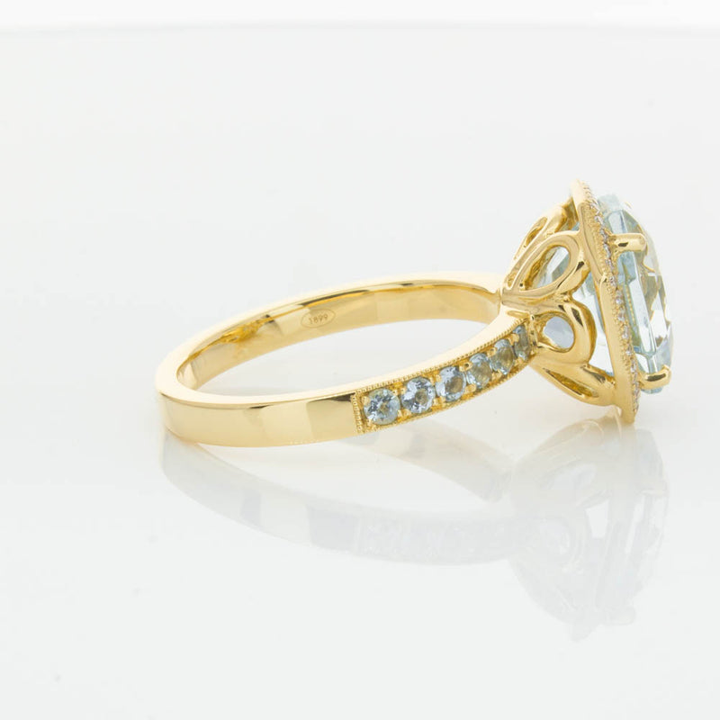18ct Yellow Gold Aquamarine Octavex Ring-Ring-Walker & Hall