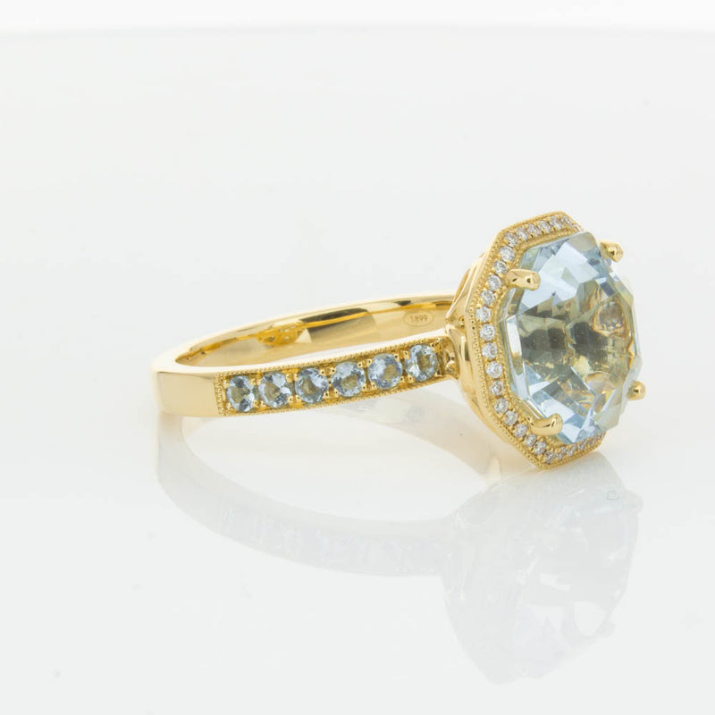 18ct Yellow Gold Aquamarine Octavex Ring-Ring-Walker & Hall