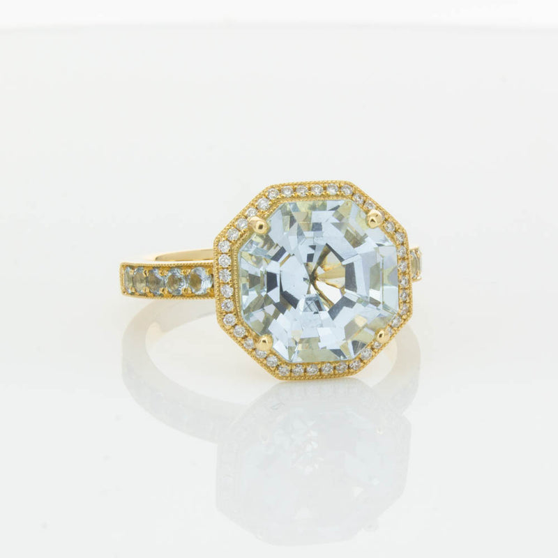 18ct Yellow Gold Aquamarine Octavex Ring-Ring-Walker & Hall