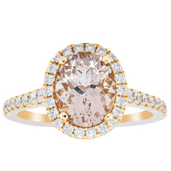 18ct Rose Gold 1.90ct Morganite & Diamond Sierra Ring - Ring - Walker & Hall