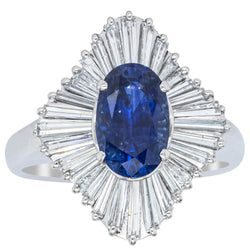 Vintage Platinum 1.80ct Sapphire & Diamond Ring - Ring - Walker & Hall