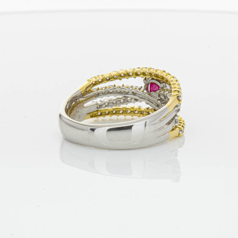 Deja Vu 18ct Yellow Gold & Platinum 1.25ct Ruby & Diamond Ring-Ring-Walker & Hall