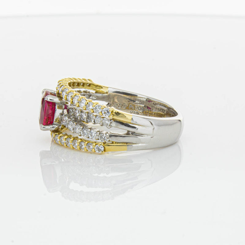 Deja Vu 18ct Yellow Gold & Platinum 1.25ct Ruby & Diamond Ring-Ring-Walker & Hall