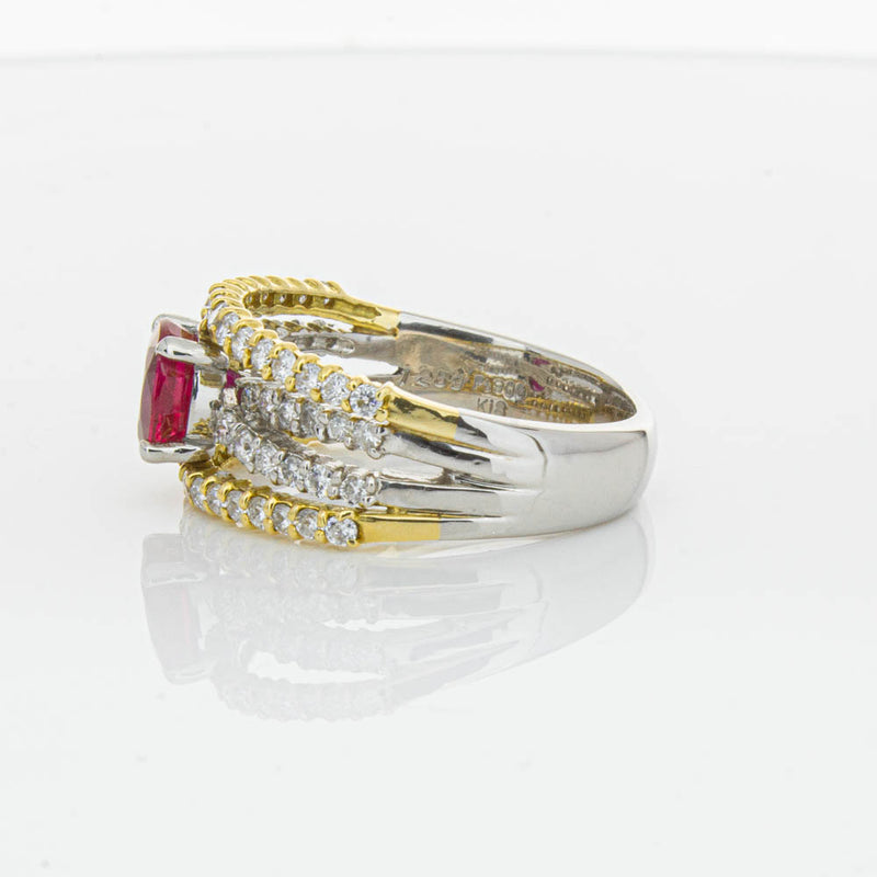 Deja Vu 18ct Yellow Gold & Platinum 1.25ct Ruby & Diamond Ring-Ring-Walker & Hall