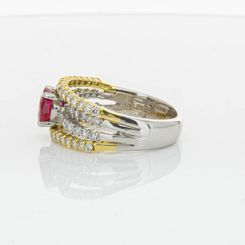 Deja Vu 18ct Yellow Gold & Platinum 1.25ct Ruby & Diamond Ring-Ring-Walker & Hall