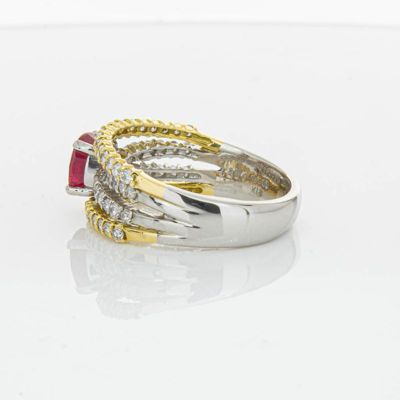 Deja Vu 18ct Yellow Gold & Platinum 1.25ct Ruby & Diamond Ring-Ring-Walker & Hall