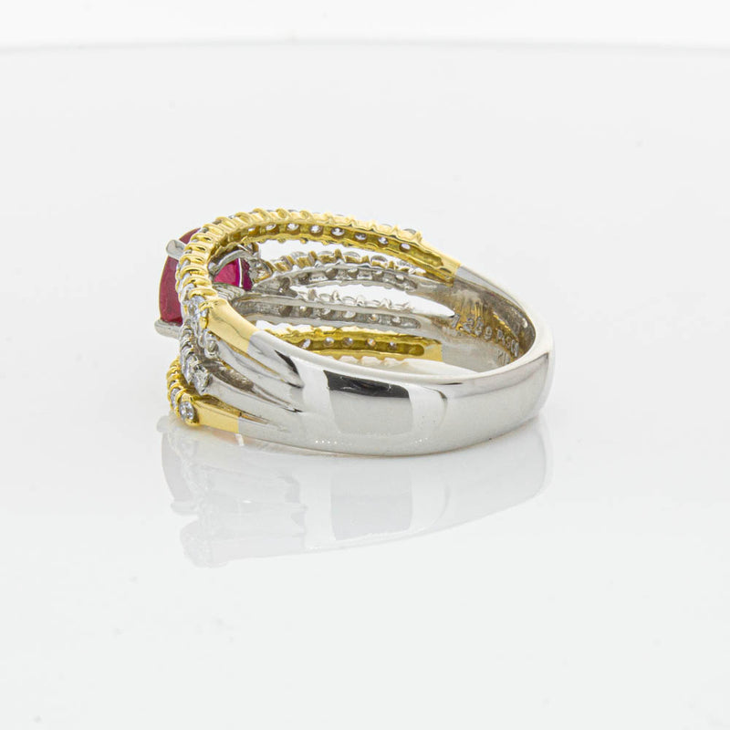 Deja Vu 18ct Yellow Gold & Platinum 1.25ct Ruby & Diamond Ring-Ring-Walker & Hall