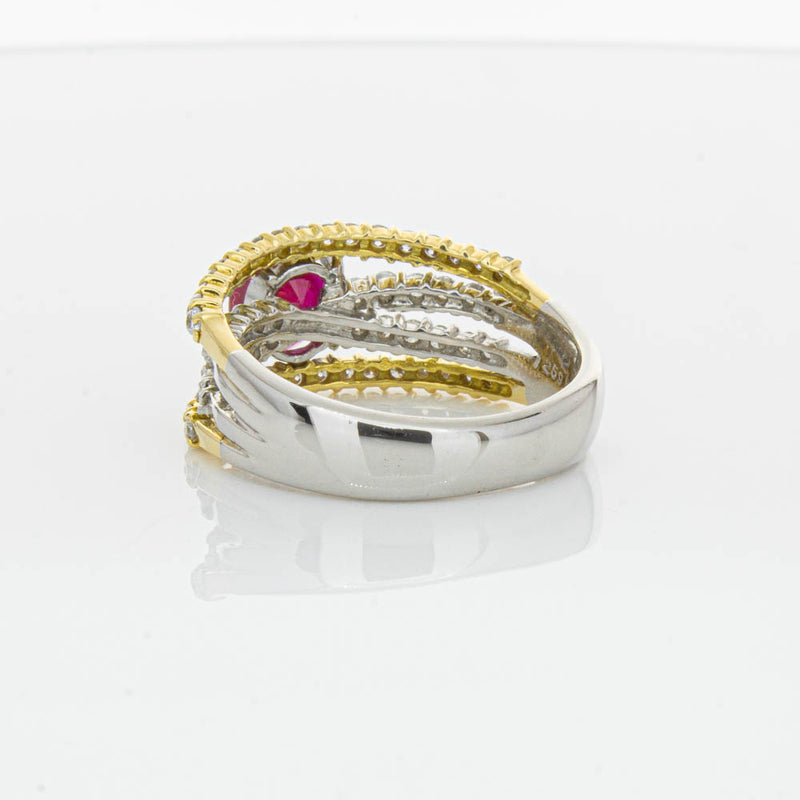 Deja Vu 18ct Yellow Gold & Platinum 1.25ct Ruby & Diamond Ring-Ring-Walker & Hall