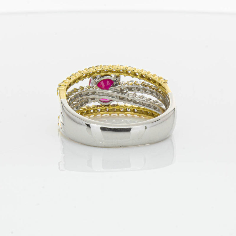 Deja Vu 18ct Yellow Gold & Platinum 1.25ct Ruby & Diamond Ring-Ring-Walker & Hall