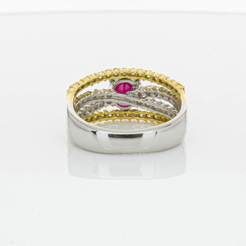 Deja Vu 18ct Yellow Gold & Platinum 1.25ct Ruby & Diamond Ring-Ring-Walker & Hall