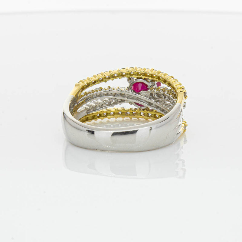 Deja Vu 18ct Yellow Gold & Platinum 1.25ct Ruby & Diamond Ring-Ring-Walker & Hall