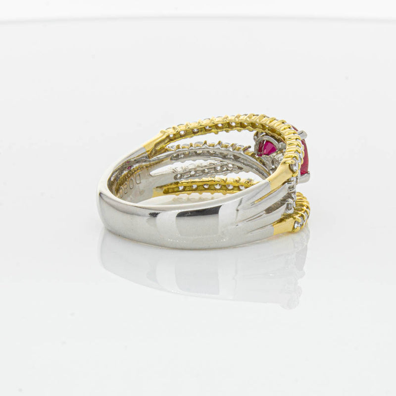 Deja Vu 18ct Yellow Gold & Platinum 1.25ct Ruby & Diamond Ring-Ring-Walker & Hall