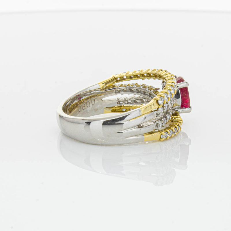 Deja Vu 18ct Yellow Gold & Platinum 1.25ct Ruby & Diamond Ring-Ring-Walker & Hall