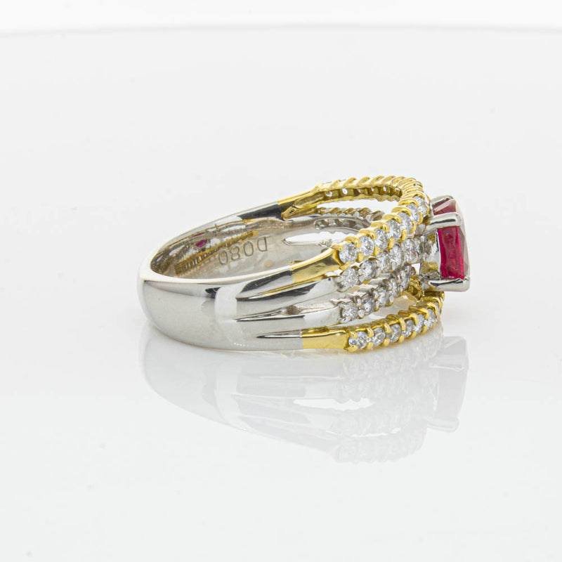 Deja Vu 18ct Yellow Gold & Platinum 1.25ct Ruby & Diamond Ring-Ring-Walker & Hall
