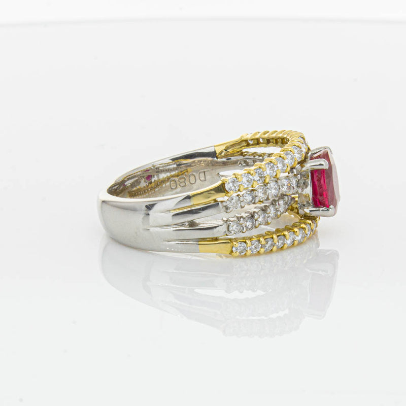 Deja Vu 18ct Yellow Gold & Platinum 1.25ct Ruby & Diamond Ring-Ring-Walker & Hall