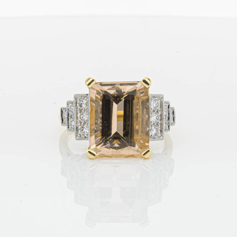 18ct Yellow Gold Morganite & Diamond Maya Ring-Ring-Walker & Hall