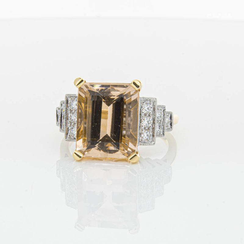 18ct Yellow Gold Morganite & Diamond Maya Ring-Ring-Walker & Hall