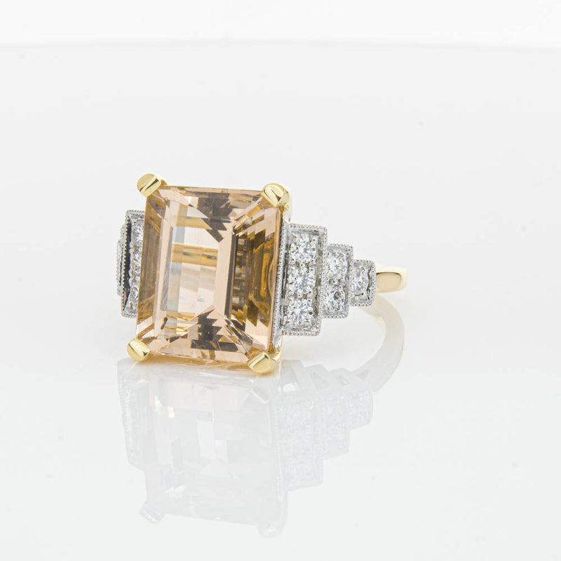 18ct Yellow Gold Morganite & Diamond Maya Ring-Ring-Walker & Hall